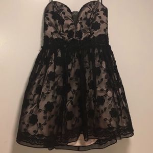 Nude, Floral, Black, Homecoming dress